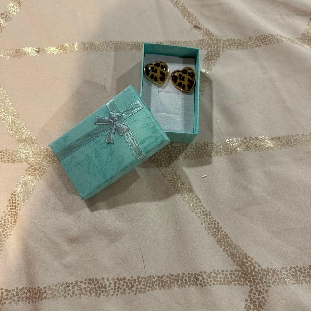 Leopard Heart Earrings in Gift Box - NWT